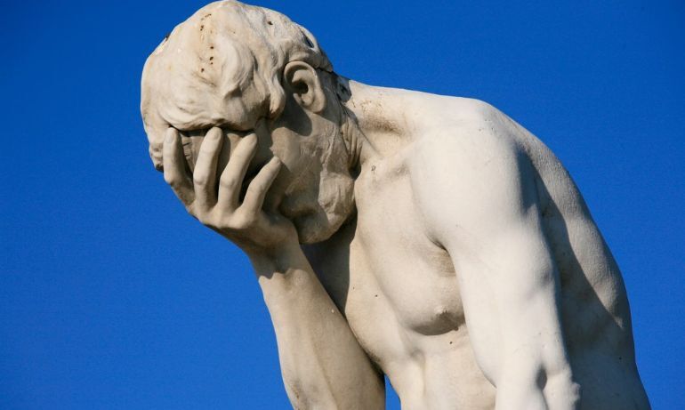 Paris Tuileries Garden Facepalm Statue