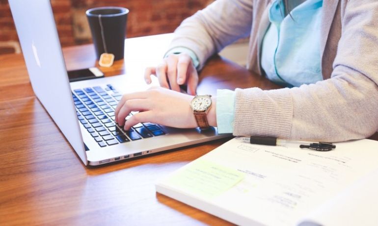 Student Typing Keyboard Text Woman Startup